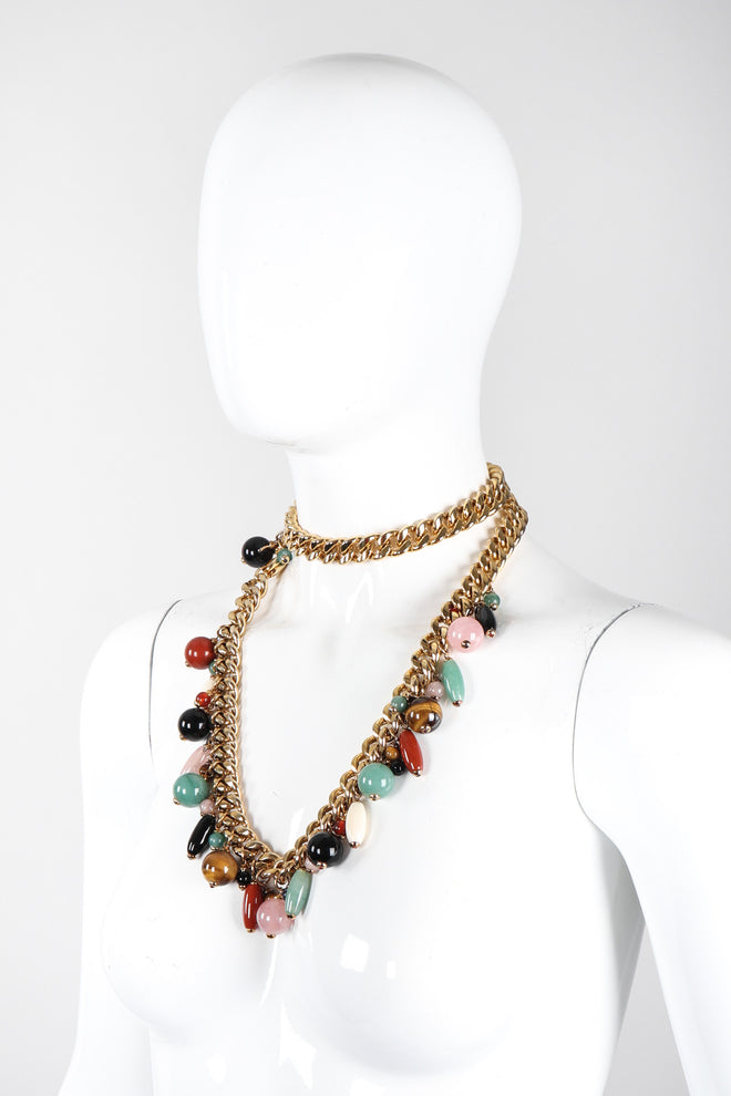 Recess Los Angeles Vintage Judith Leiber Rock Crystal Amulet Fringe Chain Belt
