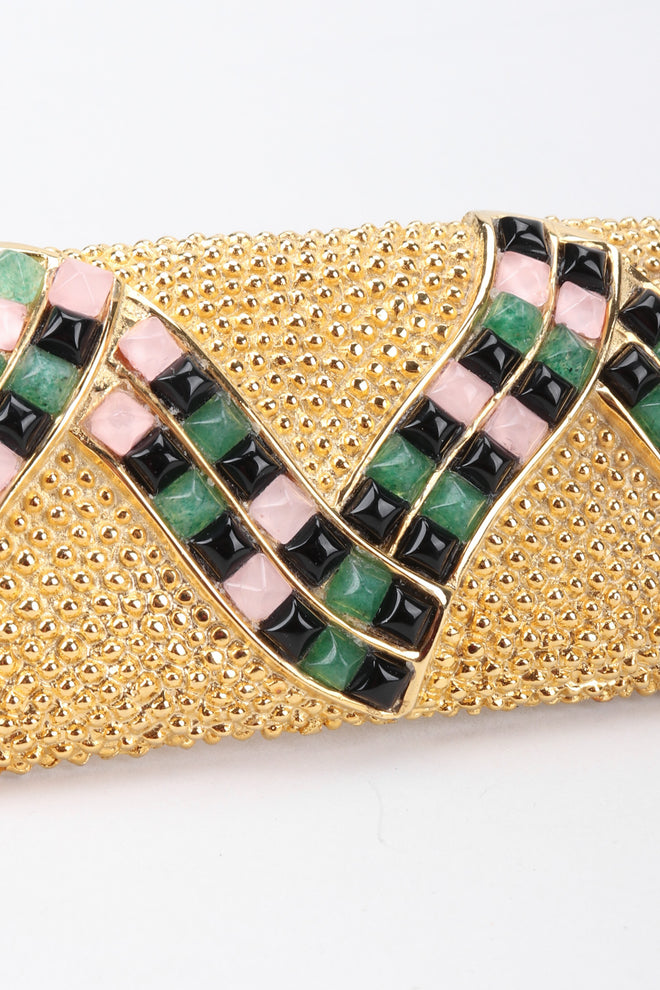 Recess Los Angeles Vintage Judith Leiber Snake Mosaic Buckle Stretch Metal Belt