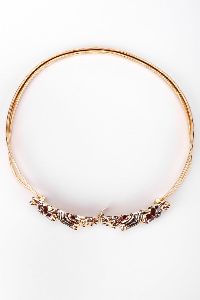 Recess Los Angeles Vintage Judith Leiber Kissing Enamel Animal Head Metal Stretch Belt