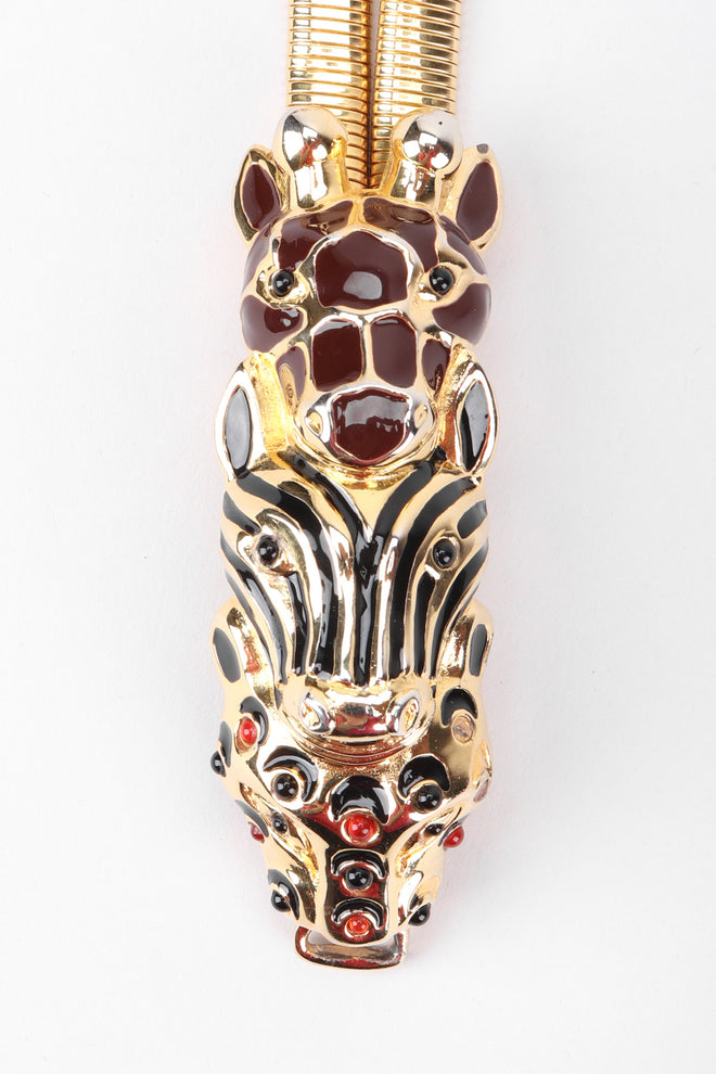 Recess Los Angeles Vintage Judith Leiber Kissing Enamel Animal Head Metal Stretch Belt