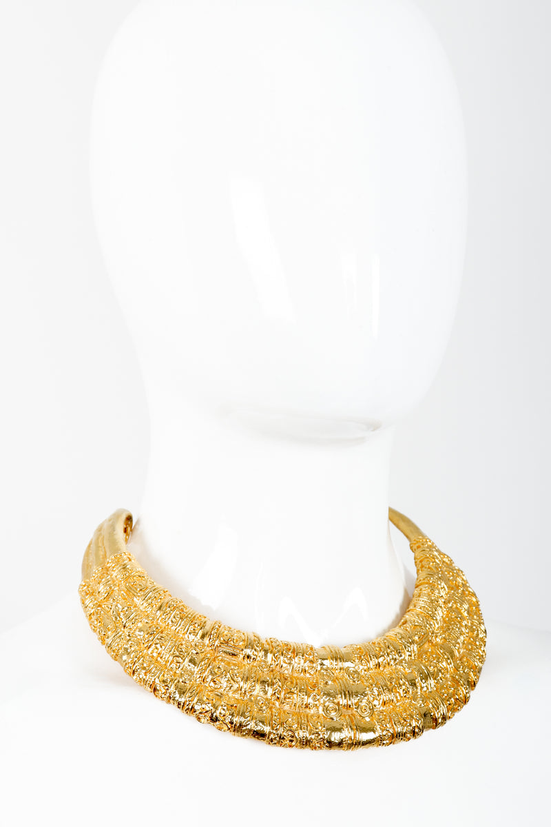 Vintage Judith Leiber Gold Etruscan Collar Plate Necklace on Mannequin at Recess
