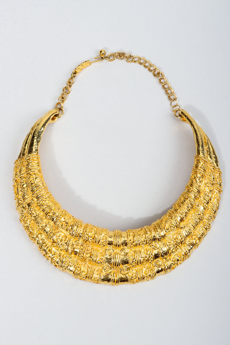 Vintage Judith Leiber Gold Etruscan Collar Plate Necklace at Recess