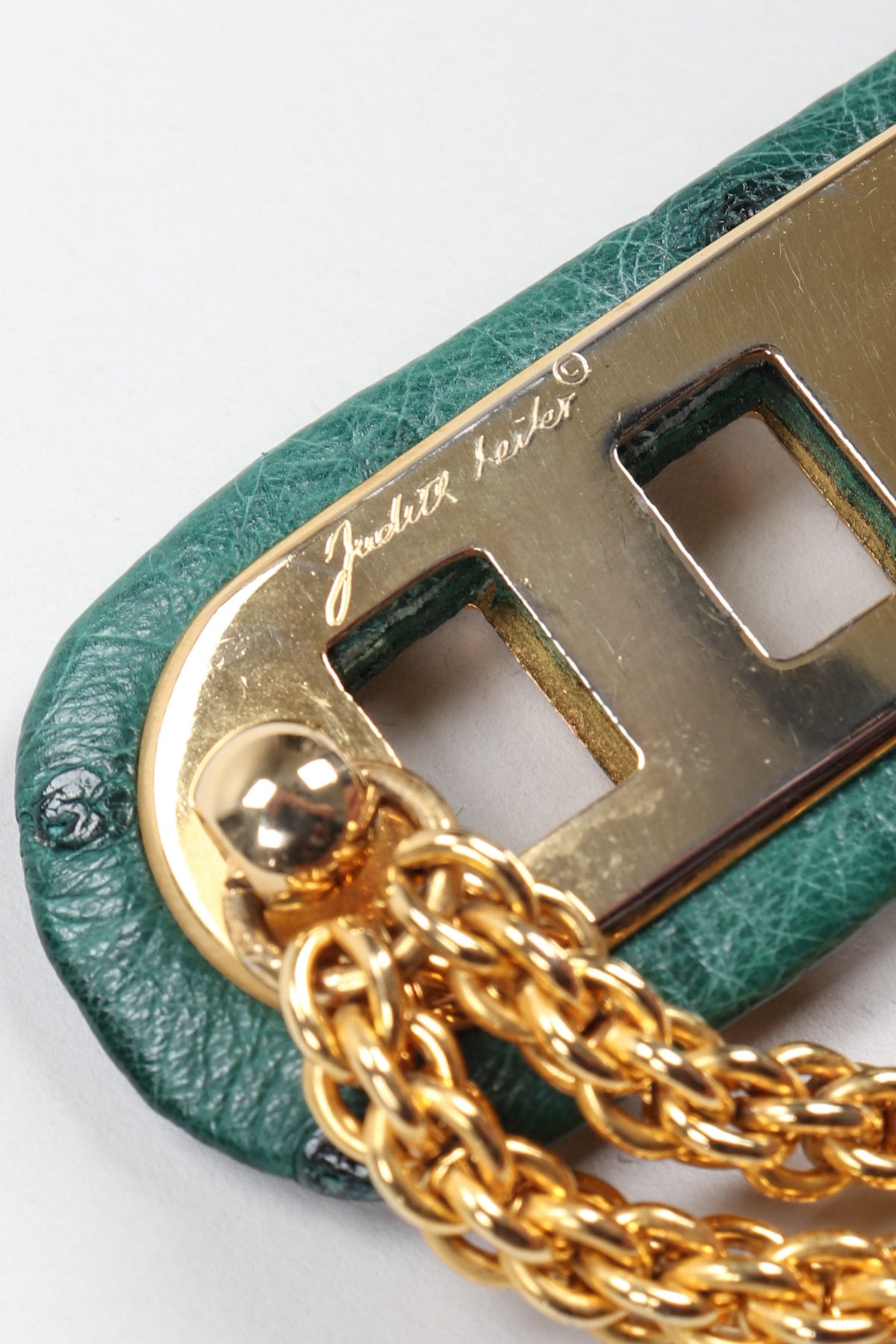 Judith Leiber Incredible Grey Ostrich Leather Belt Gold Roman Cameo Onyx Buckle JUDITH LEIBER-Black/Gold Belt – Closet NV Shop main image 3