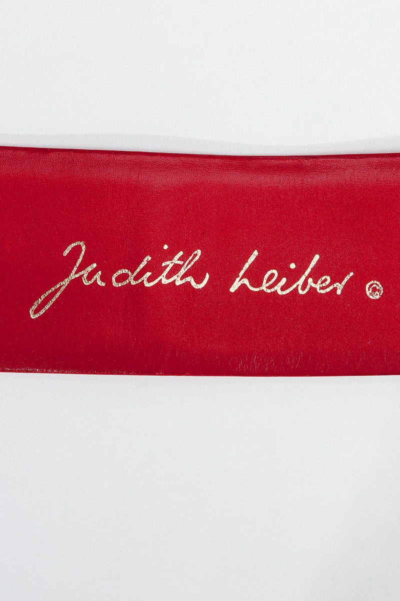 Vintage Judith Leiber gold foil signature on leather