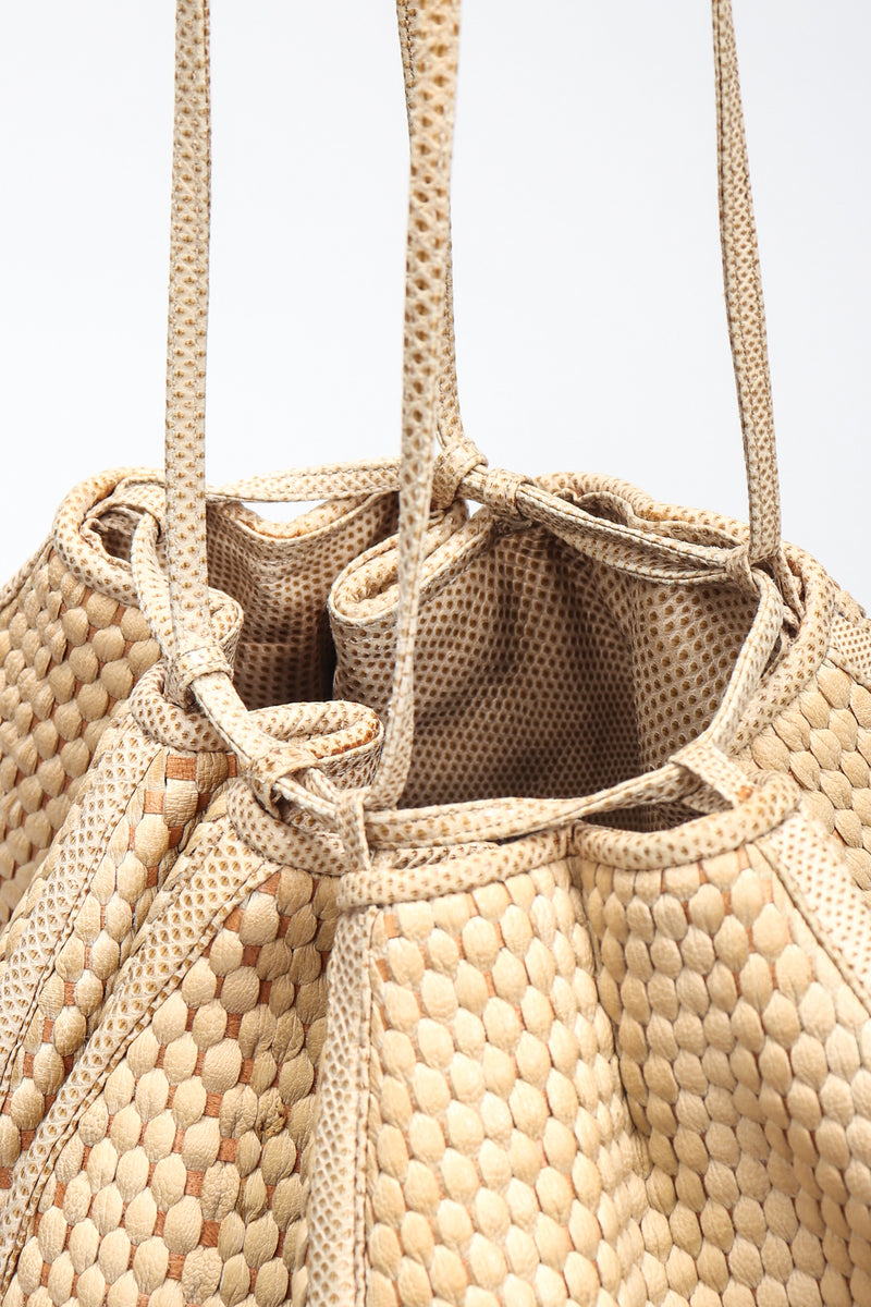Versace Leather Raffia Woven Cheetah Print Beach Shopper Bag Beige