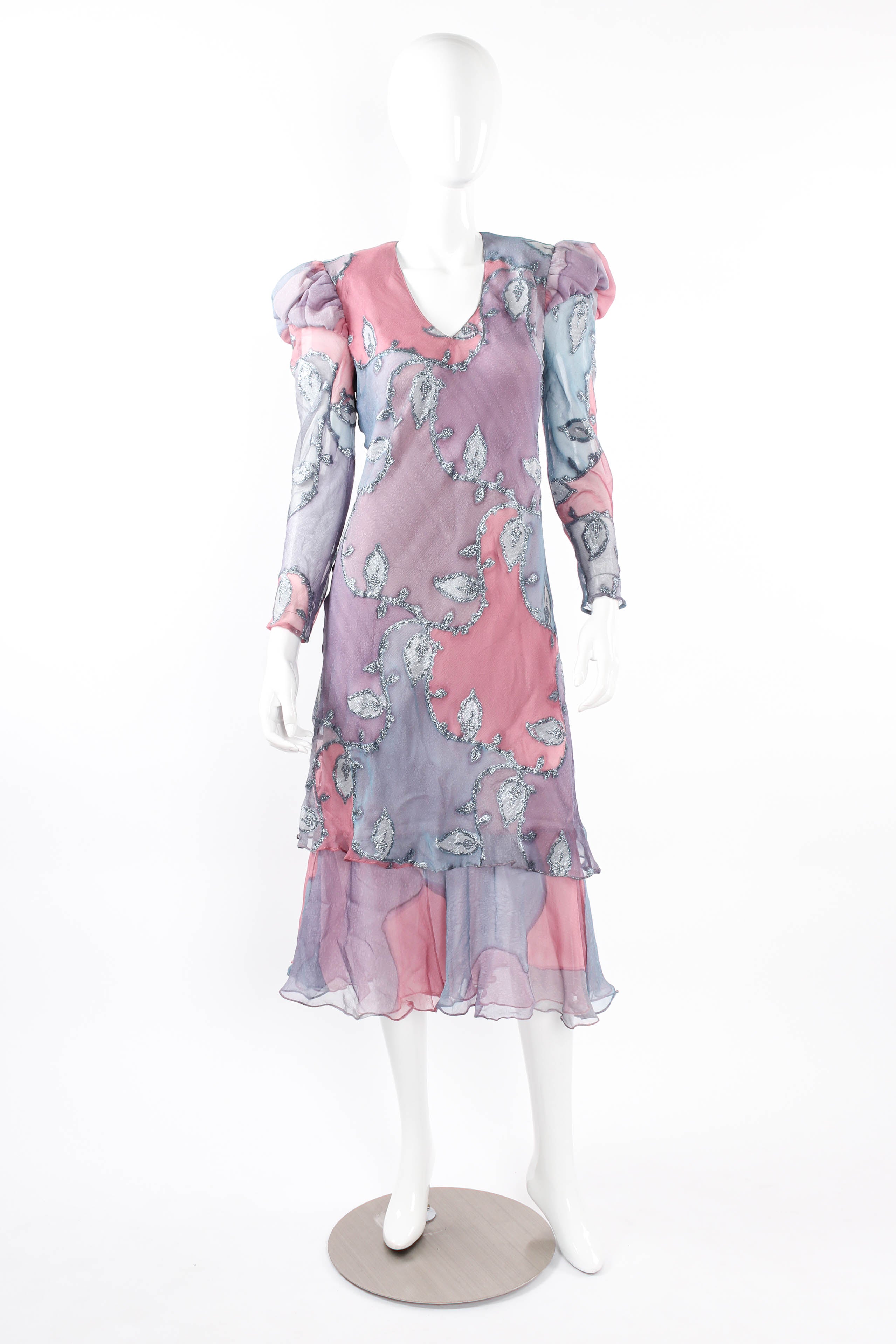 Vintage Judy Hornby Silk Patchwork Dress mannequin front @ Recess LA