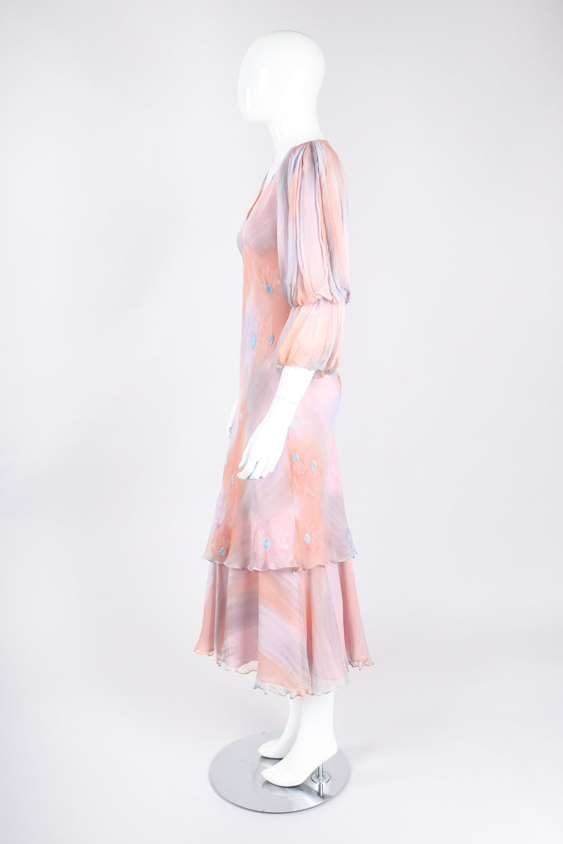 Recess Los Angeles Vintage Judy Hornby Silk Chiffon Sunset Sky Bias Dress