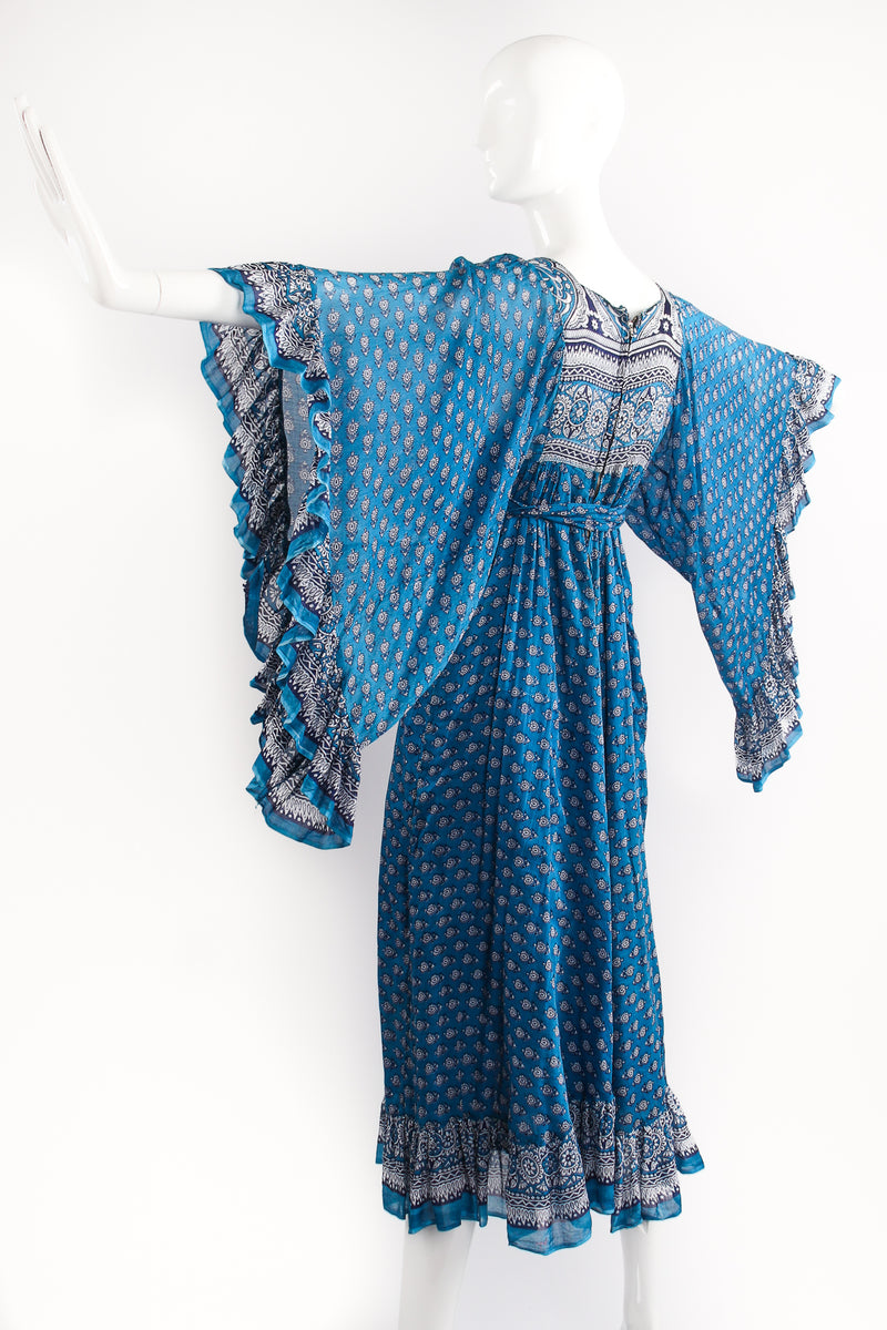 Vintage Judy's Batik Angel Sleeve Cotton Gauze Dress on Mannequin angle at Recess Los Angeles