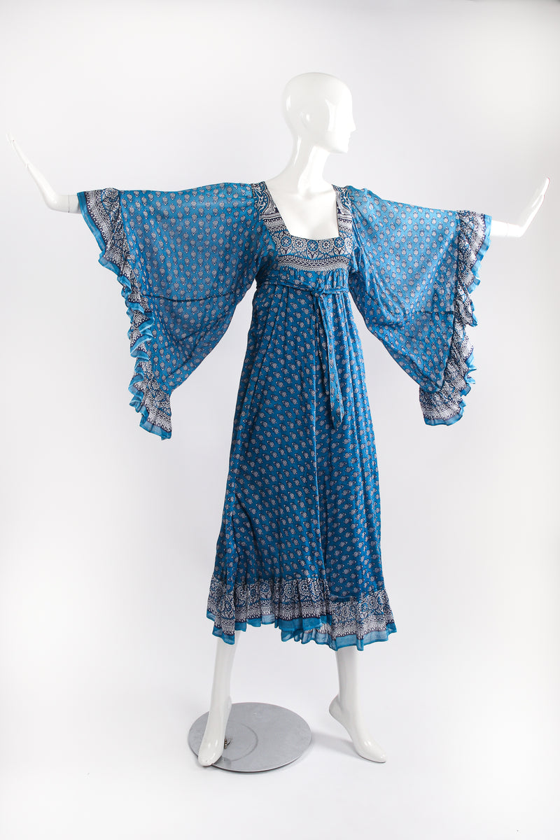 Vintage Judy's Batik Angel Sleeve Cotton Gauze Dress on Mannequin front at Recess Los Angeles