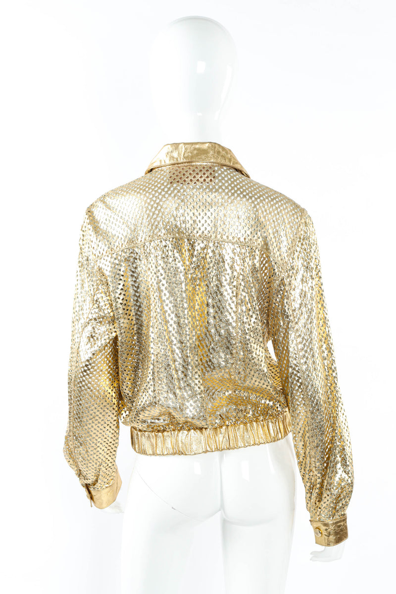Vintage Julian K Leather Shapes Cut Out Jacket on mannequin back  @ Recess LA