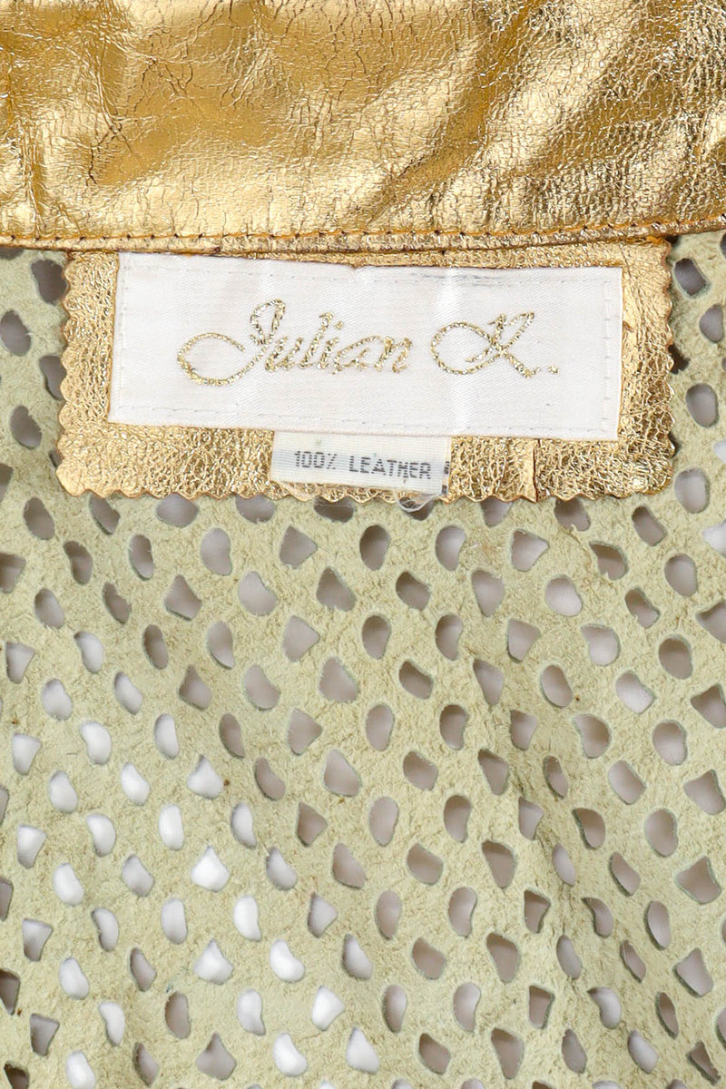Vintage Julian K Leather Shapes Cut Out Jacket tag detail  @ Recess LA