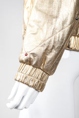 Recess Los Angeles Vintage crystal Stud Julian K Gold Leather Lamé Bomber Jacket