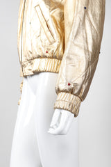 Recess Los Angeles Vintage crystal Stud Julian K Gold Leather Lamé Bomber Jacket