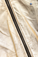Recess Los Angeles Vintage crystal Stud Julian K Gold Leather Lamé Bomber Jacket