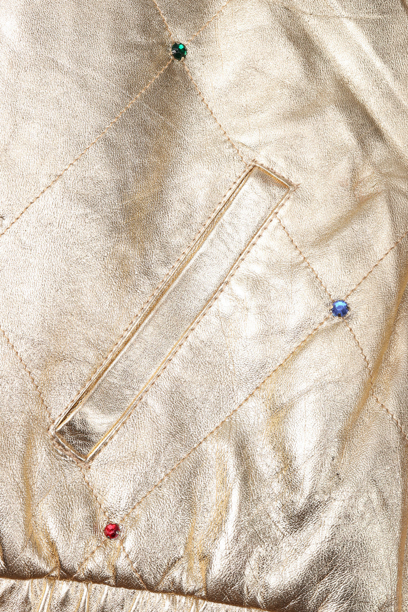 Recess Los Angeles Vintage crystal Stud Julian K Gold Leather Lamé Bomber Jacket
