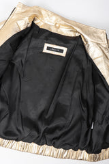 Recess Los Angeles Vintage crystal Stud Julian K Gold Leather Lamé Bomber Jacket