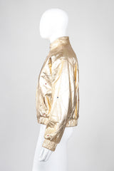 Recess Los Angeles Vintage crystal Stud Julian K Gold Leather Lamé Bomber Jacket
