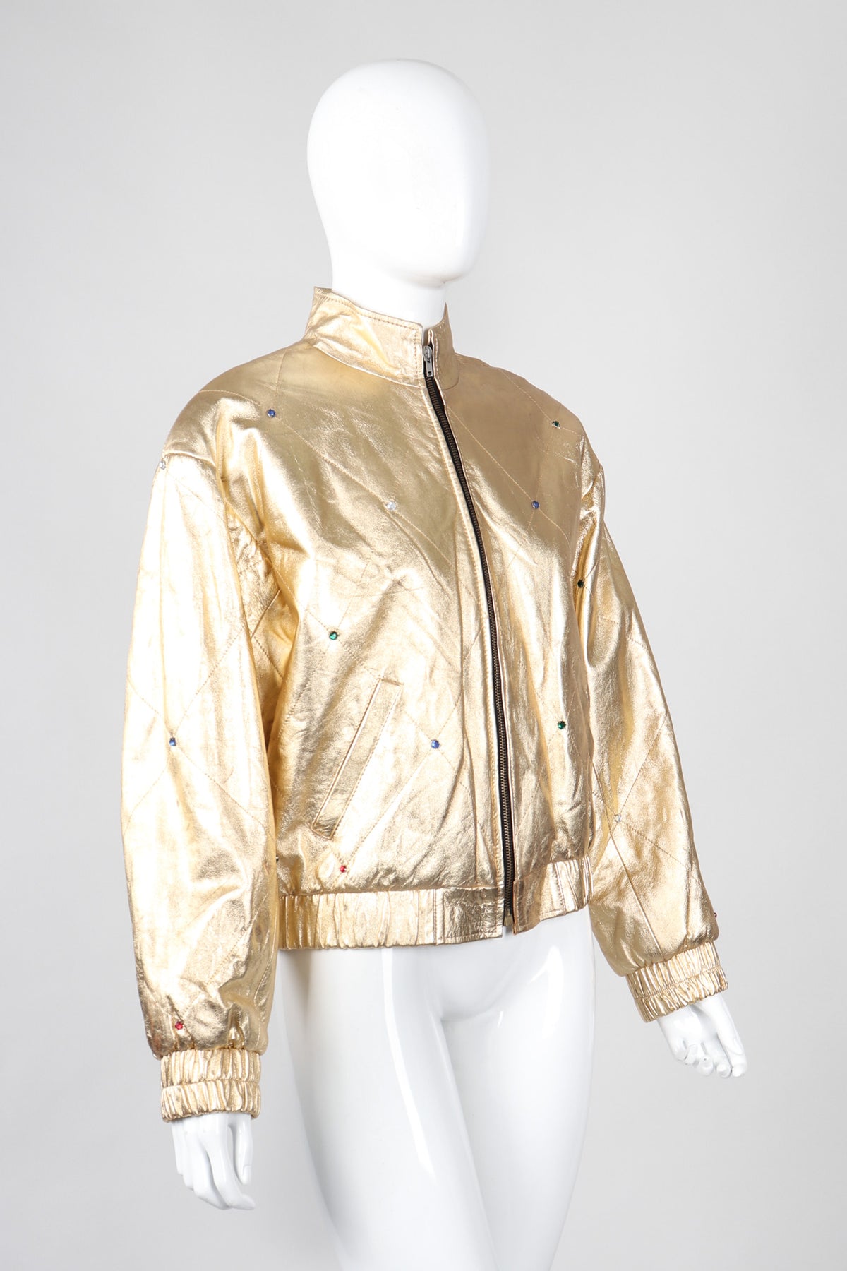 あ*さ様 golden  real leather blouson Men's Gold Genuine Cowhide Leather Biker Jacket with Golden