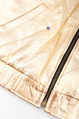Recess Los Angeles Vintage crystal Stud Julian K Gold Leather Lamé Bomber Jacket