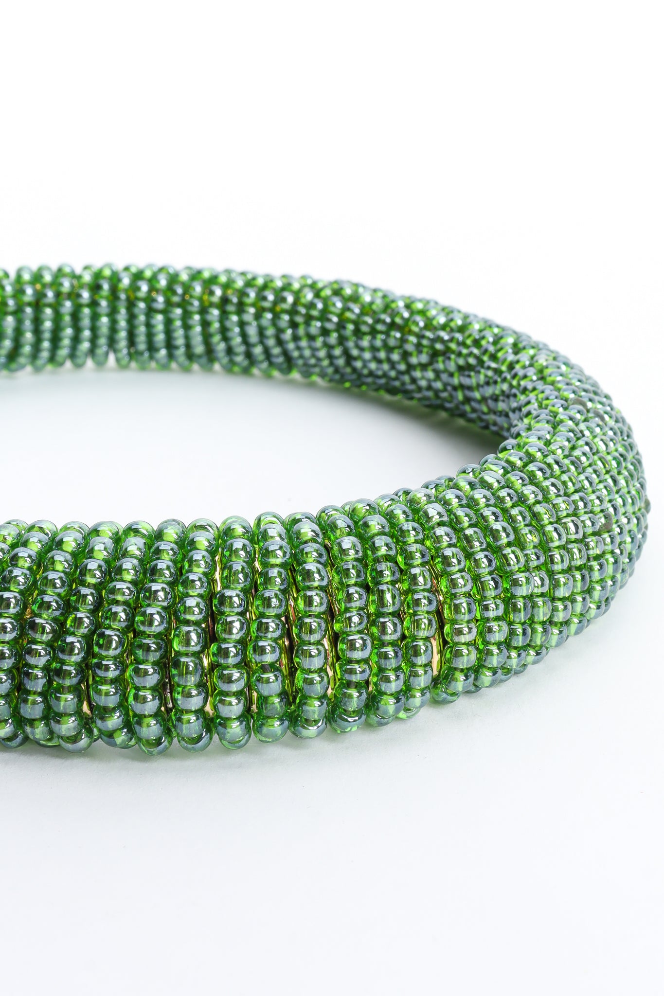 Vintage Julie Rubano Green Beaded Snake Collar Closeup Beads at Recess LA