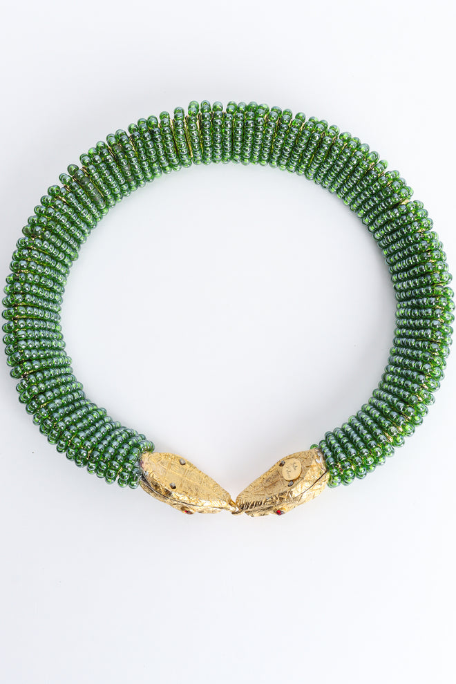 Vintage Julie Rubano Green Beaded Snake Collar Reverse at Recess LA
