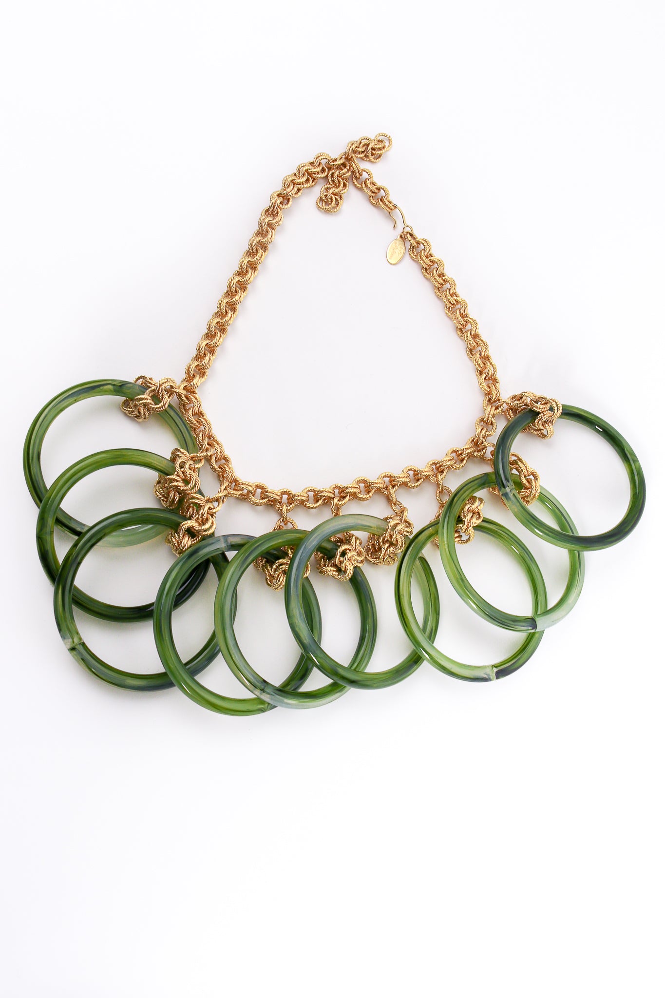 Large Lucite Rings Chain Necklace & Bangle Set