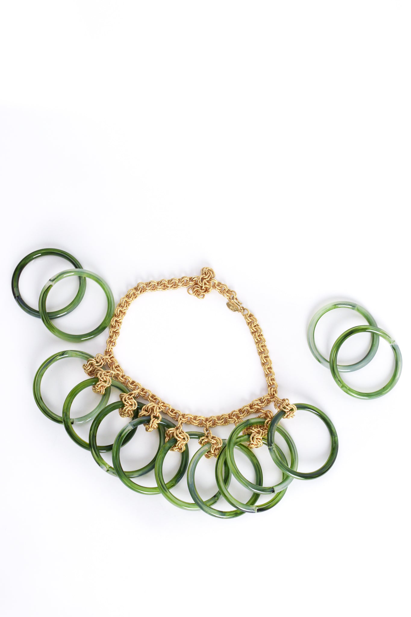 Vintage Julie Rubano Large Lucite Rings Chain Link Necklace with Bangles at Recess LA