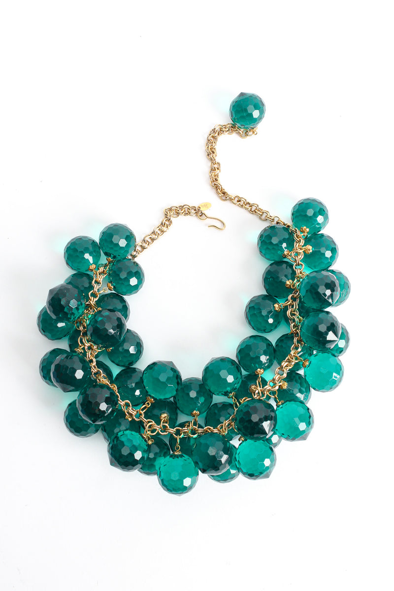 Vintage Julie Rubano Emerald Disco Ball Necklace front unclasped @ Recess LA