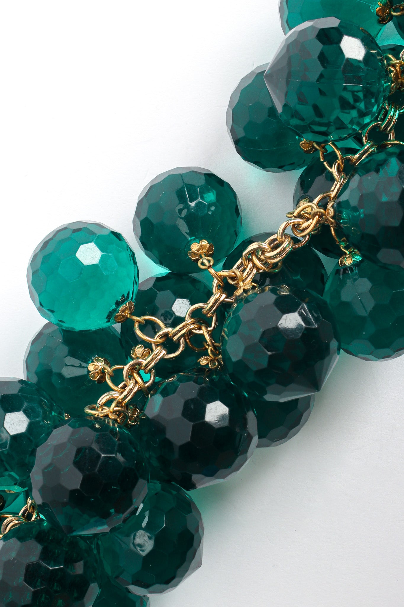 Vintage Julie Rubano Emerald Disco Ball Necklace link/pendant close @ Recess LA