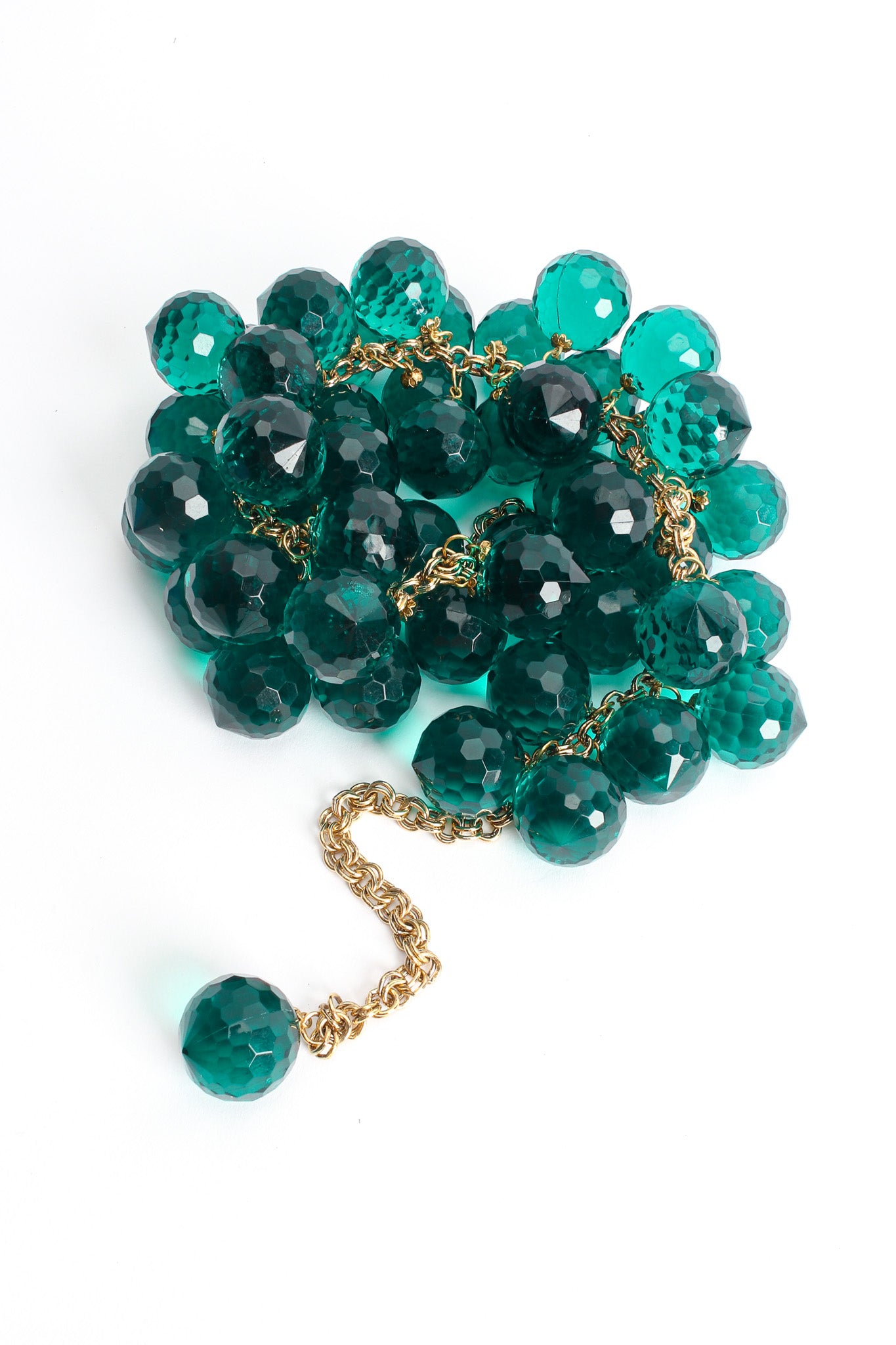 Vintage Julie Rubano Emerald Disco Ball Necklace cluster front @ Recess LA
