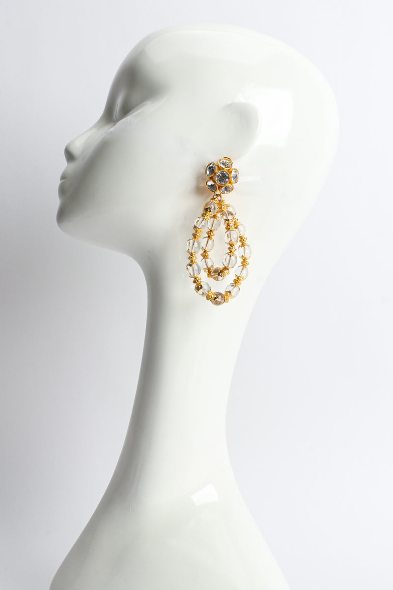 Vintage Julie Rubano Cluster Rhinestone Glass Earrings on mannequin @ Recess LA