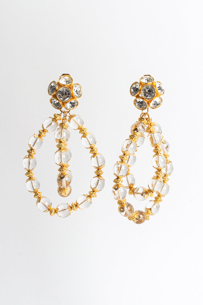Vintage Julie Rubano Cluster Rhinestone Glass Earrings front hang @ Recess LA