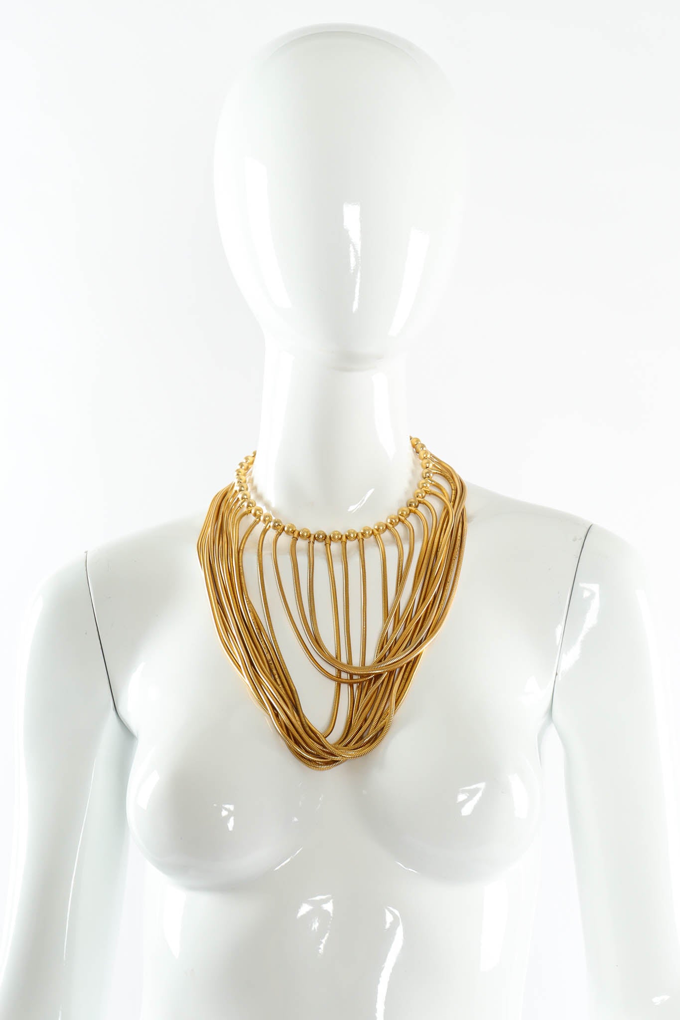 Vintage Julie Rubano Medusa Snake Bib Necklace on mannequin @ Recess Los Angeles