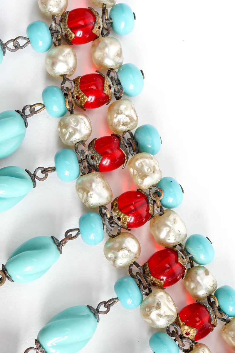 Vintage Julie Rubano Baroque Glass Bead Bib Necklace tarnish chains/bead@ Recess Los Angeles