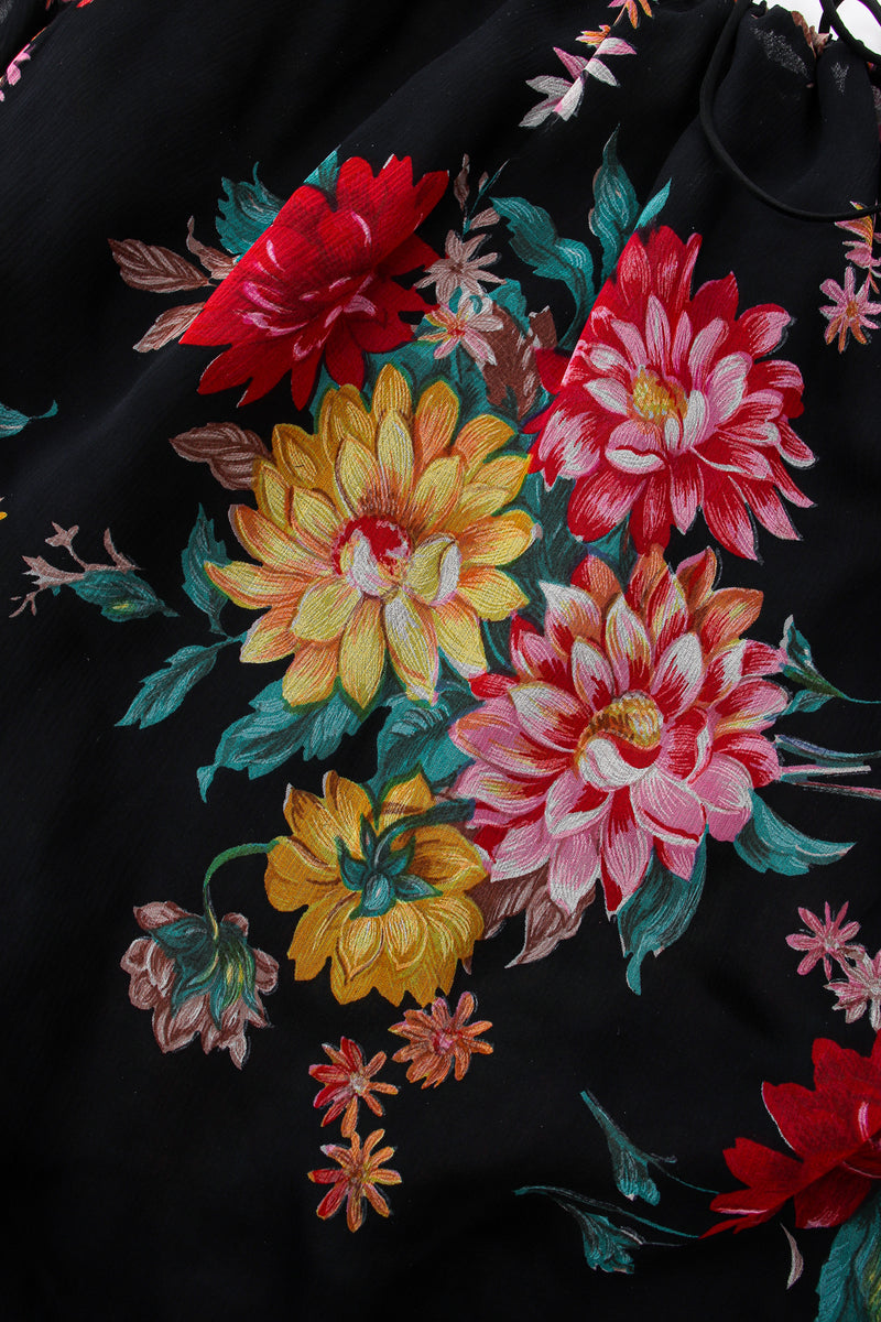 Vintage Julio Espada Floral Silk Peasant Top fabric detail at Recess Los Angeles