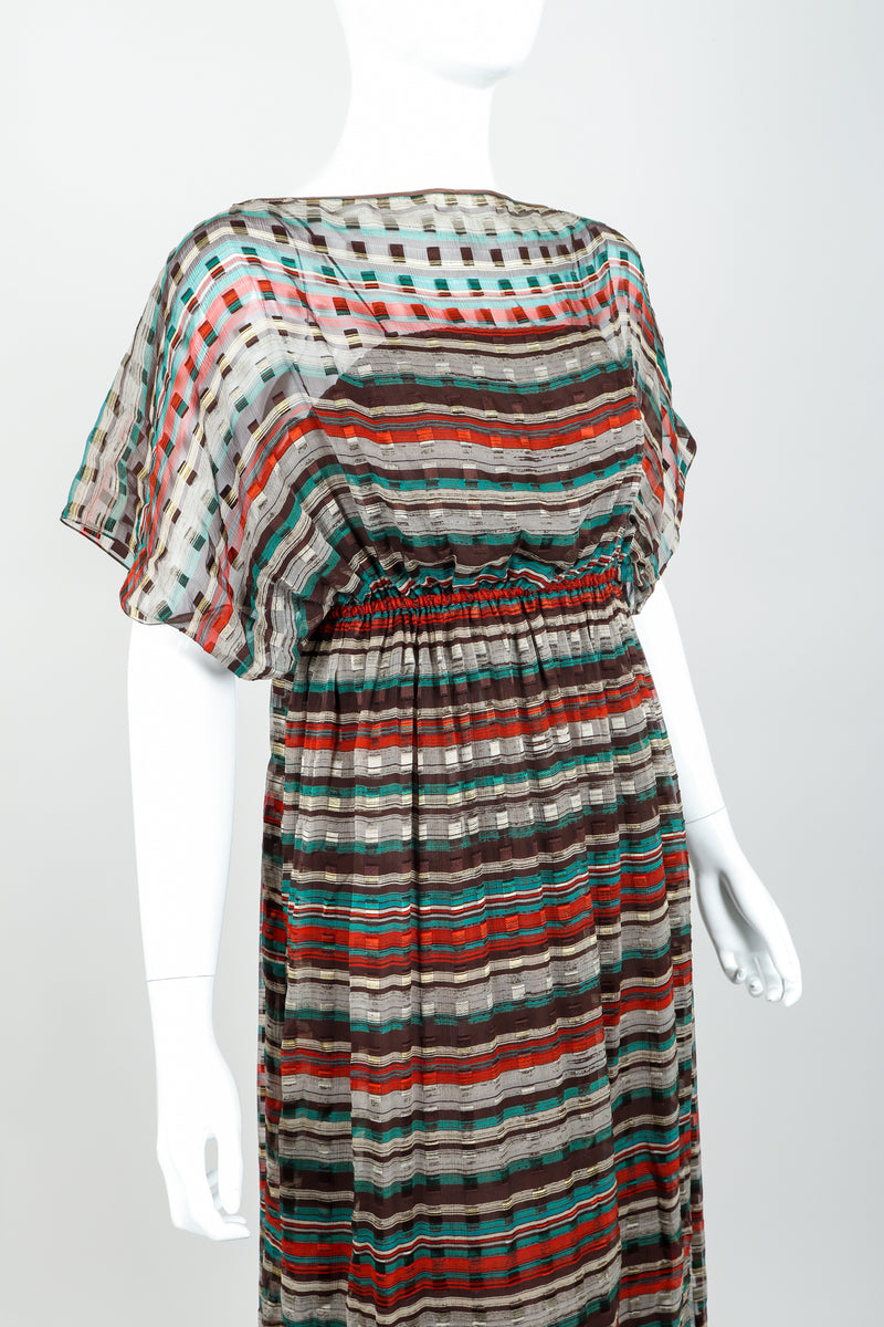 Vintage Julio Sheer Silk Chiffon Stripe Dress On mannequin crop at recess