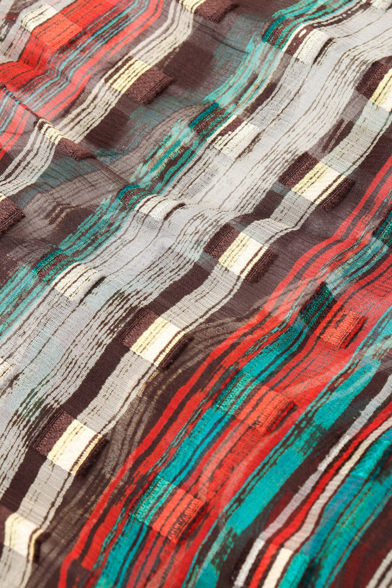 Vintage Julio Sheer Silk Chiffon Stripe Dress fabric detail