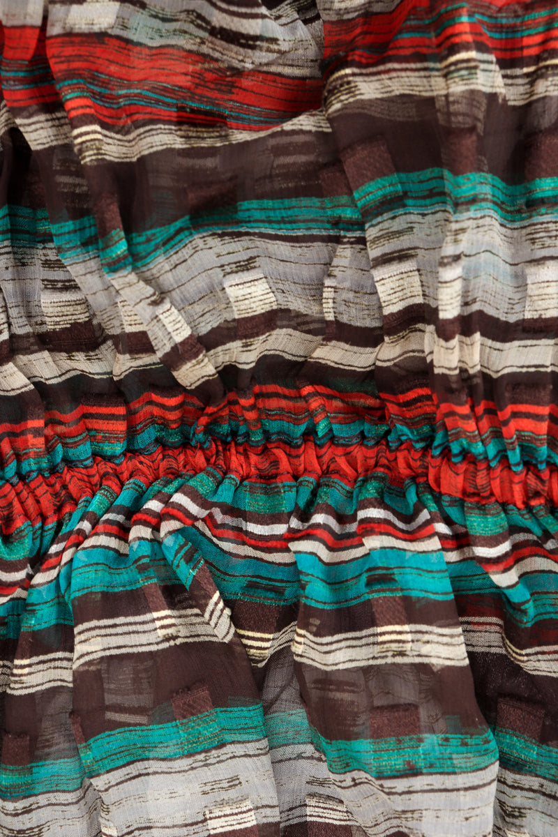 Vintage Julio Sheer Silk Chiffon Stripe Dress elasticized waist at recess