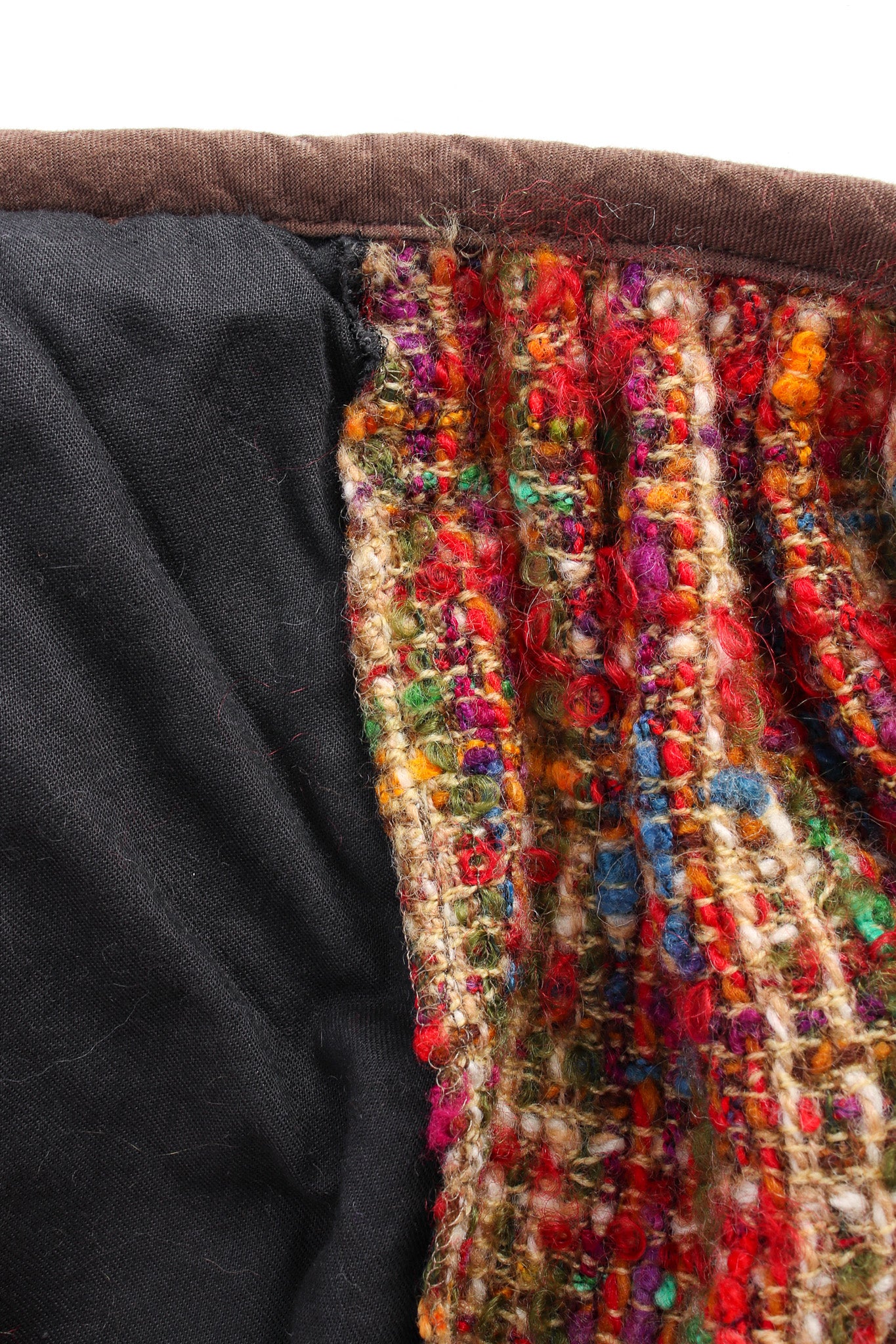 Vintage Commes de Garçons 2000 A/W Rainbow Wool Skirt scoop pocket/reverse fabric @ Recess LA