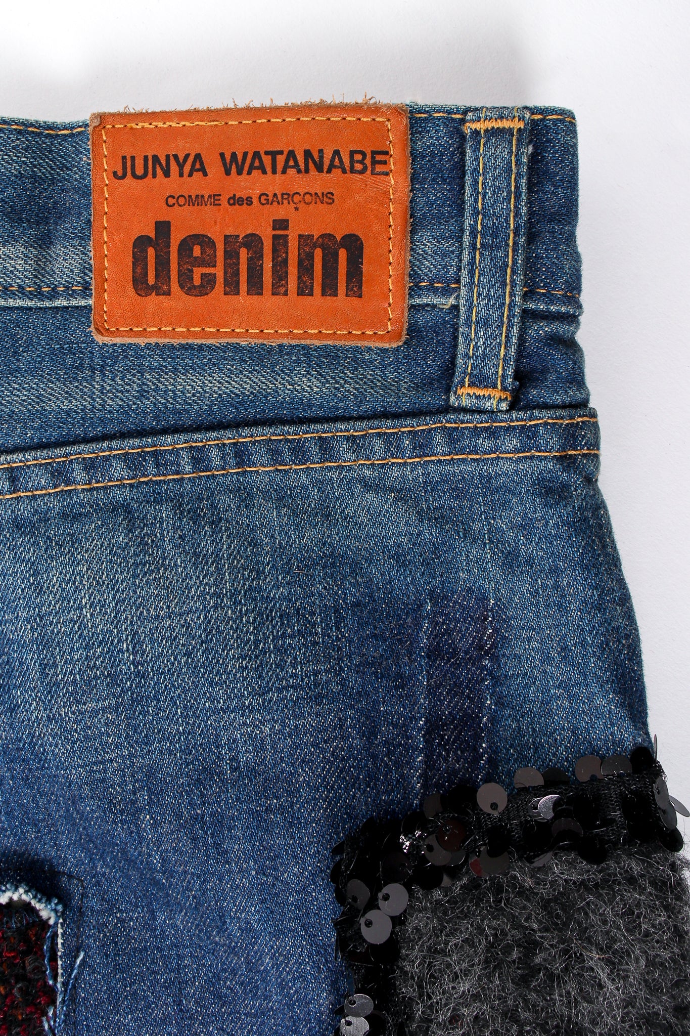 Vintage Junya Watanabe Comme des Garçons Denim Patchwork Denim Skirt label @ Recess LA
