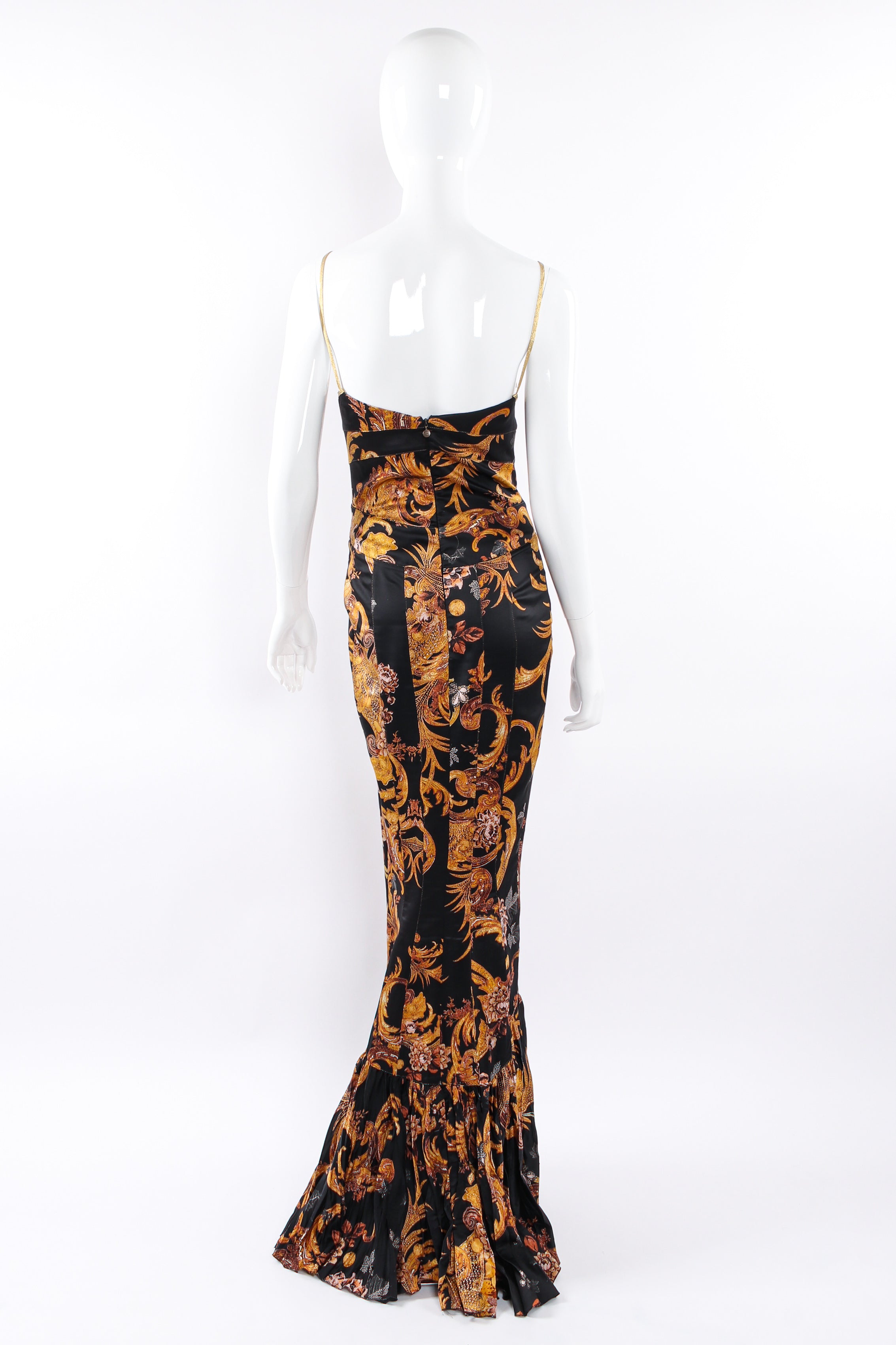 Vintage Roberto Cavalli Fleur Brocade Mermaid Dress mannequin back  @ Recess LA