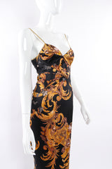 Vintage Roberto Cavalli Fleur Brocade Mermaid Dress mannequin angle close up @ Recess LA