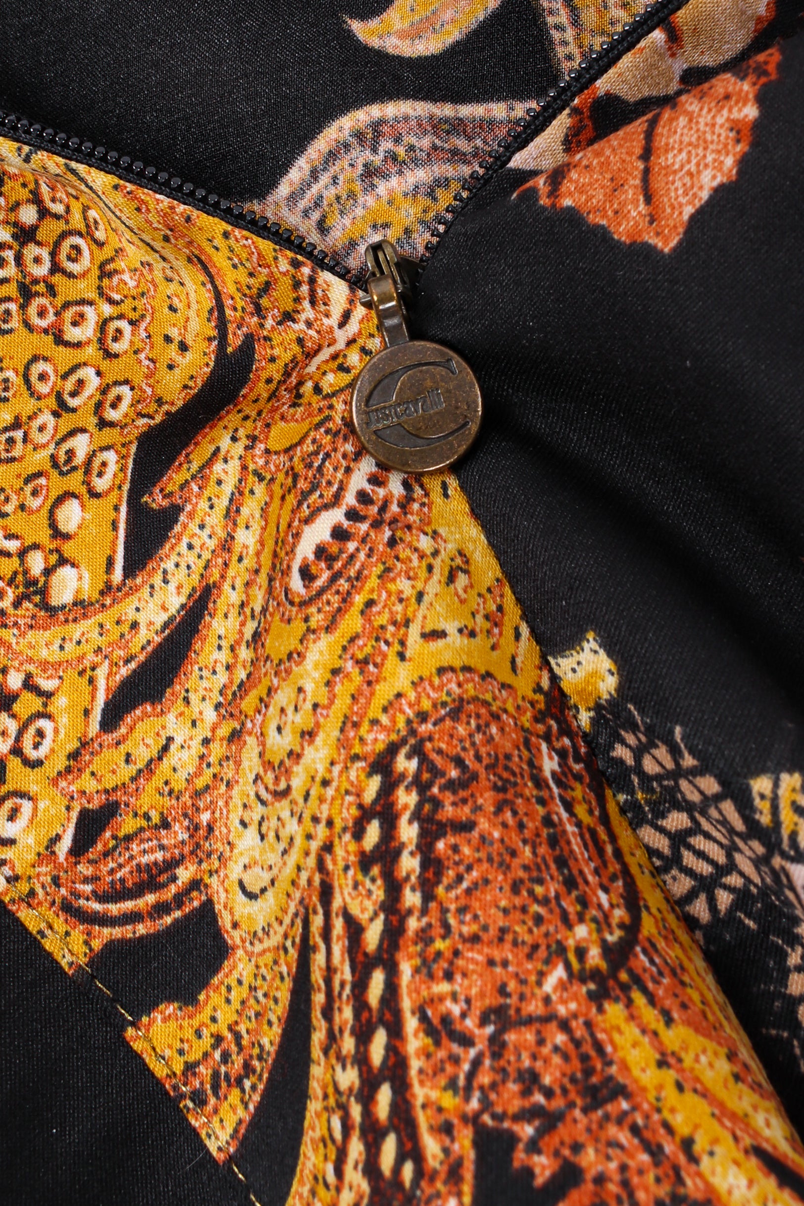 Vintage Roberto Cavalli Fleur Brocade Mermaid Dress engraved zipper pull @ Recess LA