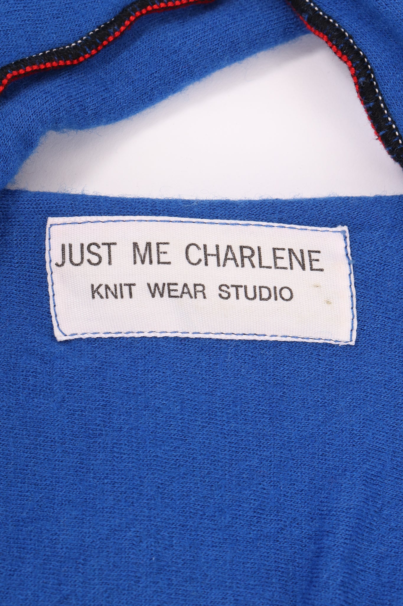 Vintage Just Me Charlene Patchwork Fringe Shift Sweater Dress label at Recess LA