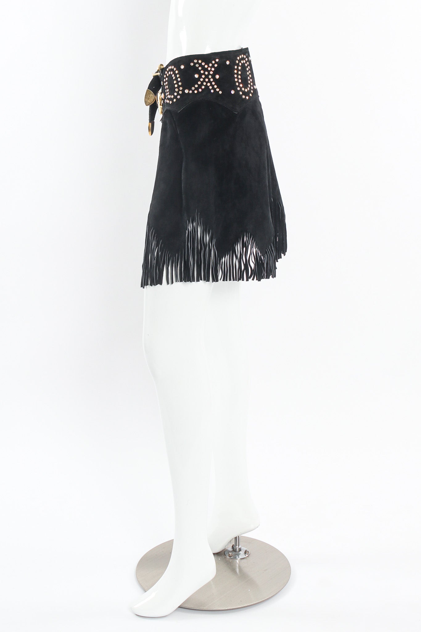 Vintage K.Baumann Studded Suede Chap Skirt Belt mannequin side @ Recess Los Angeles
