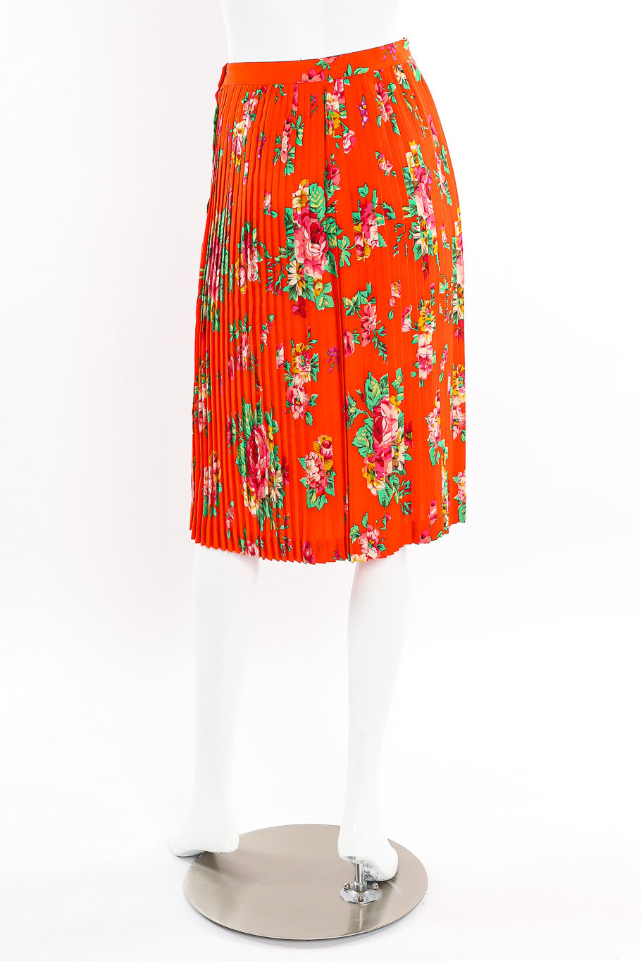 Bright floral pleated skirt by Kenzo Paris mannequin back view @recessla