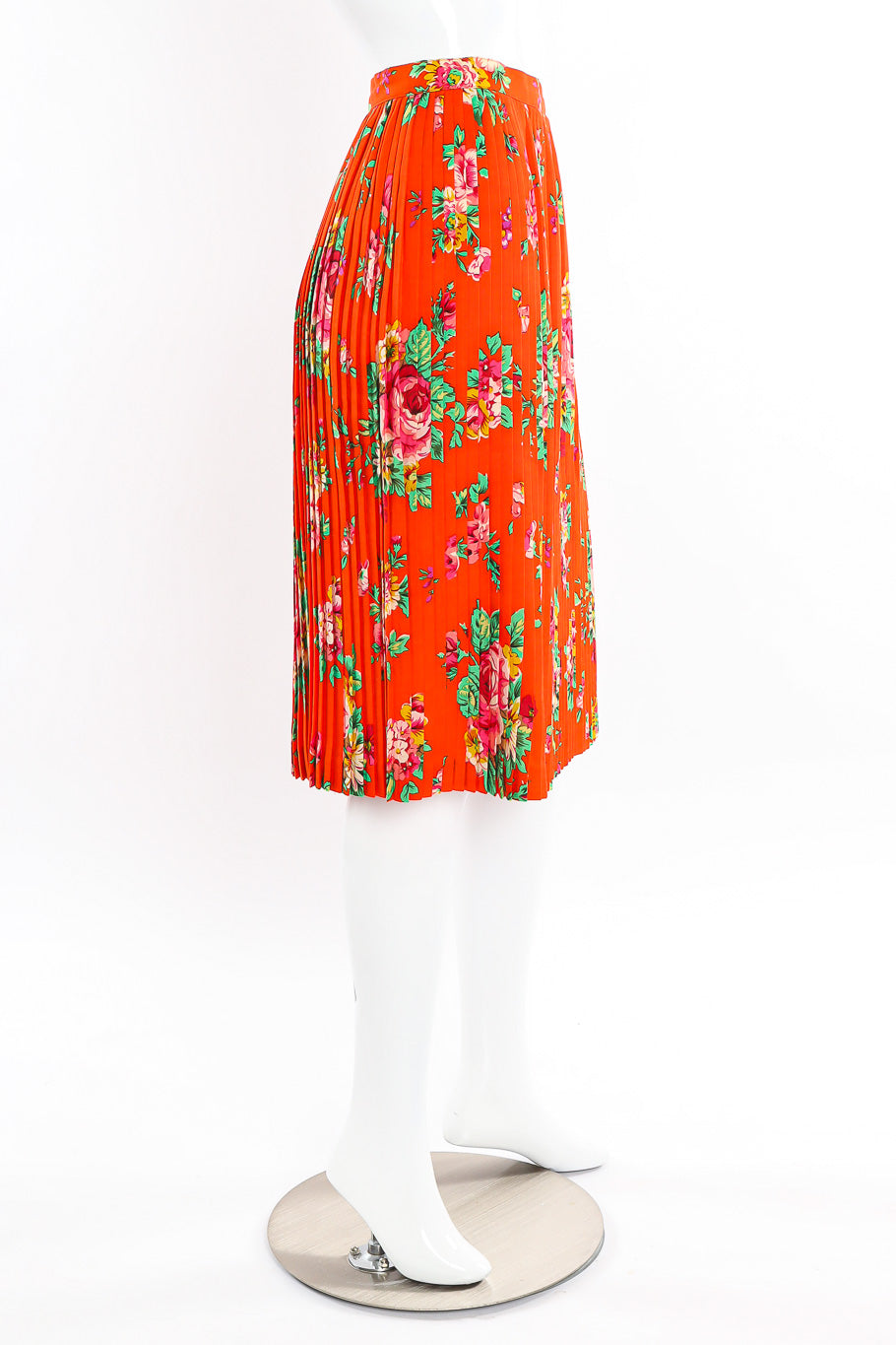 Bright floral pleated skirt by Kenzo Paris mannequin side view @recessla