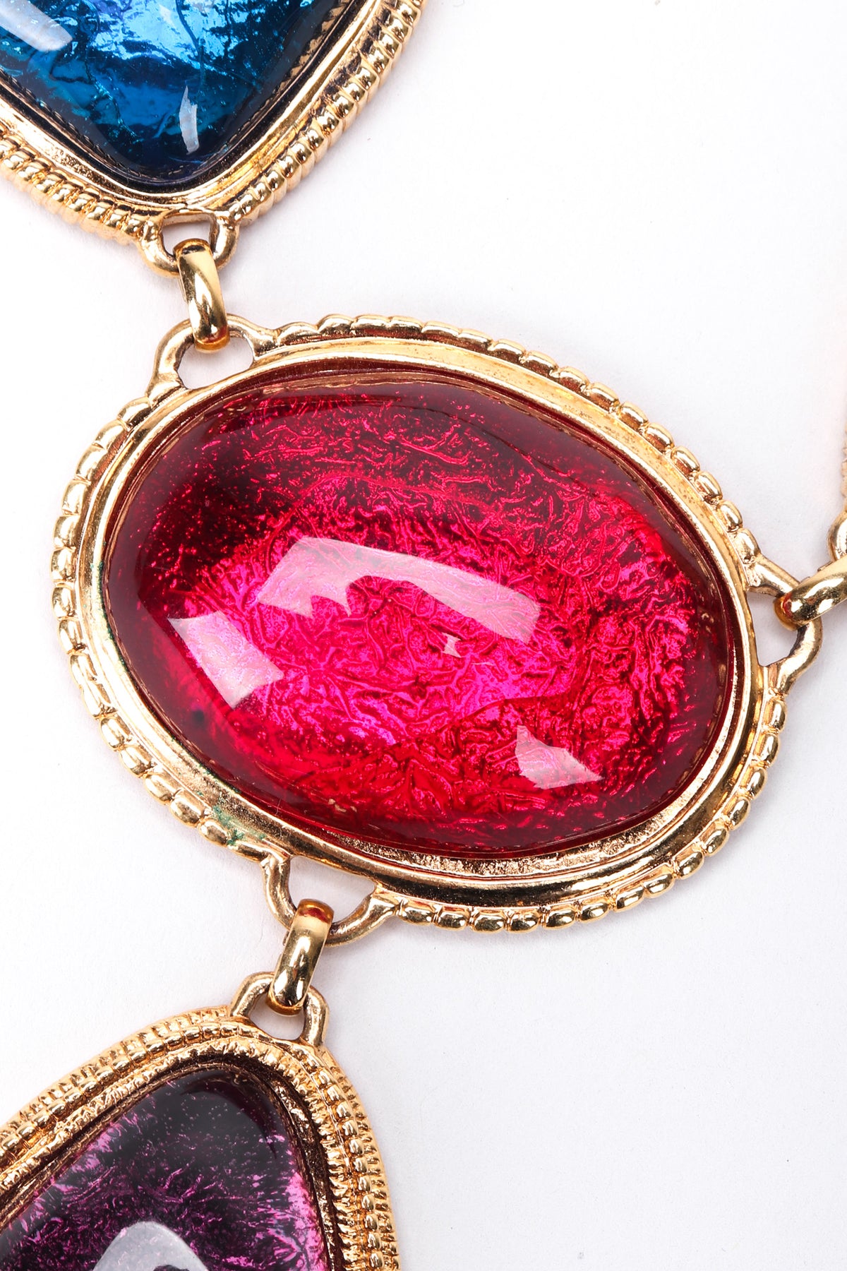 Vintage Kenneth Jay Lane Avon Multicolor Jewel Ton Resin Gold Link 