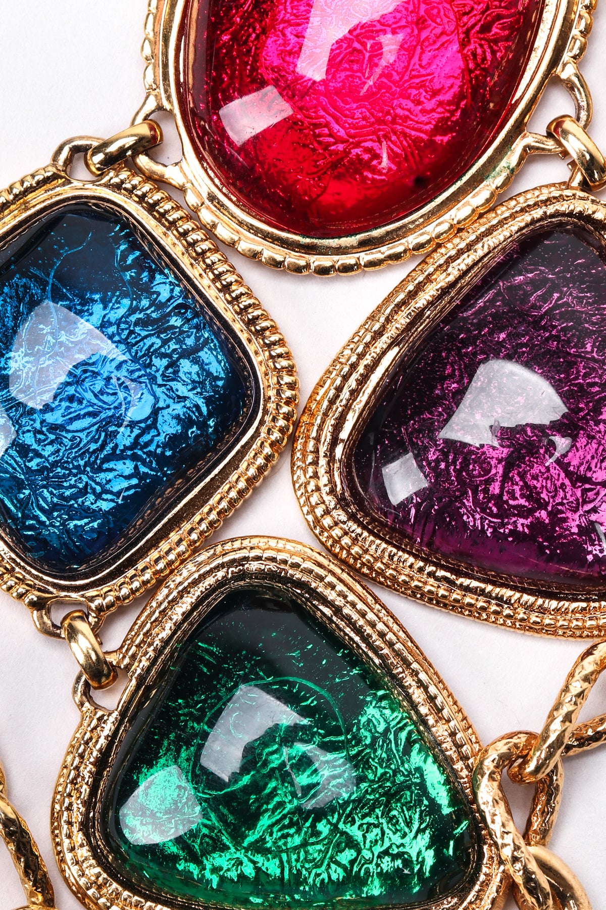 Vintage Kenneth Jay Lane Avon Multicolor Jewel Ton Resin Gold Link