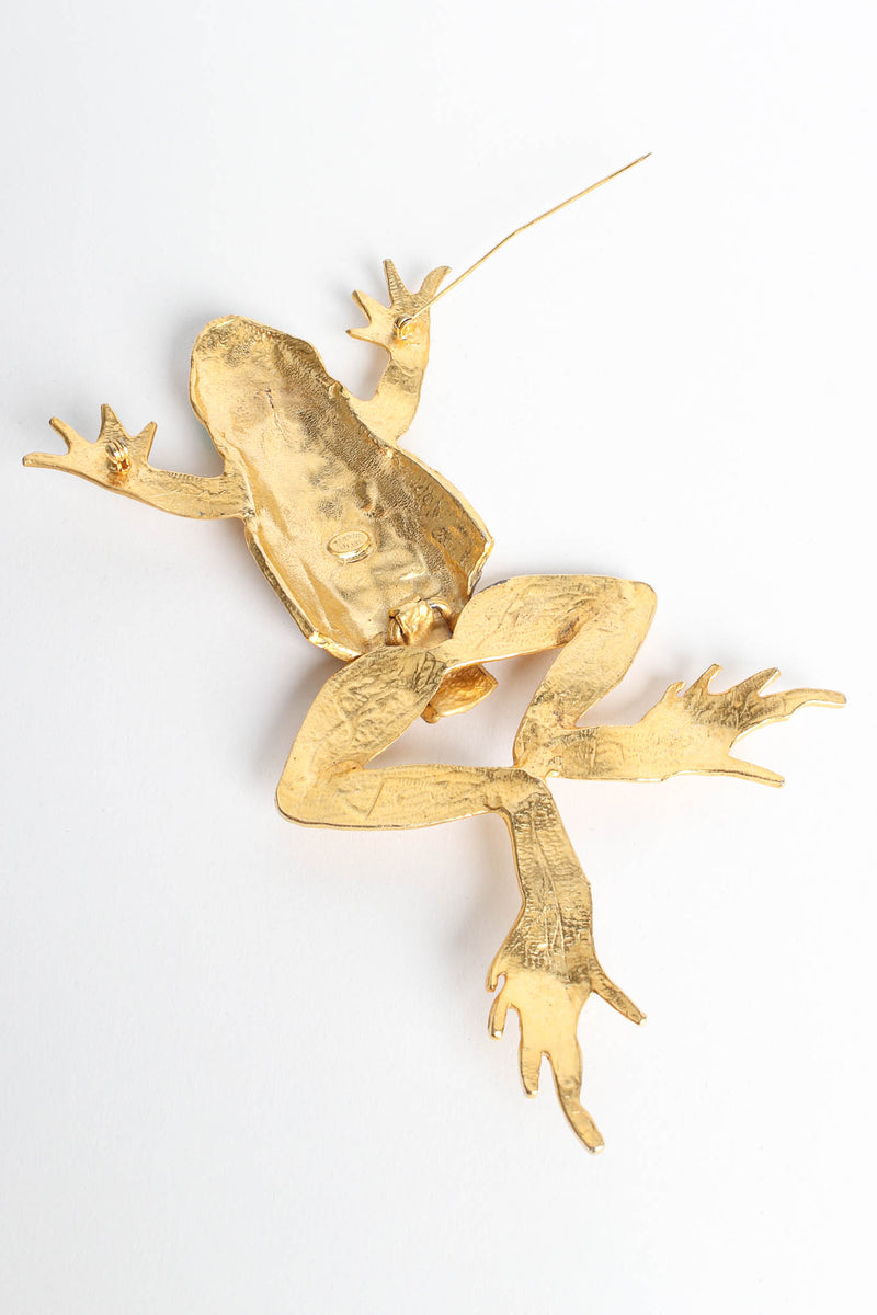 Vintage Kenneth Jay Lane Leaping Frog Brooch reverse un-pinned@ Recess Los Angeles
